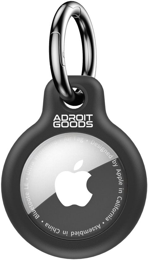 zwart siliconen beschermhoes met metalen ring en wit Apple logo in het midden