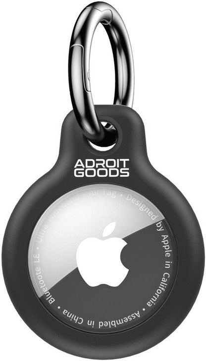 zwart siliconen beschermhoes met metalen ring en wit Apple logo in het midden