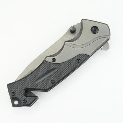 compact inklapbaar zakmes met zwarte handgreep en zilverkleurig lemmetontwerp