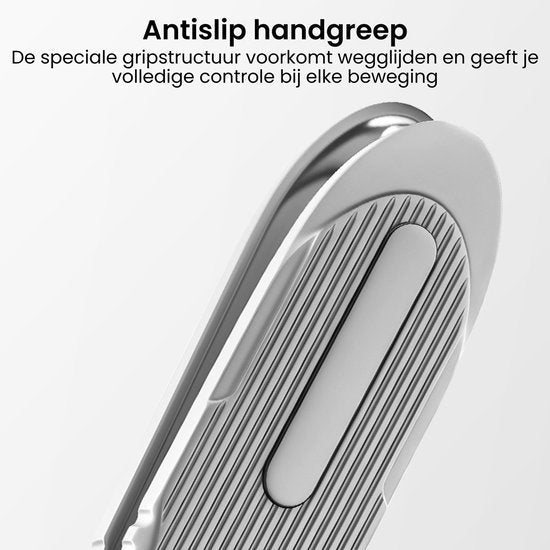 Close-up van een antislip handgreep met geribbelde gripstructuur voor optimale controle