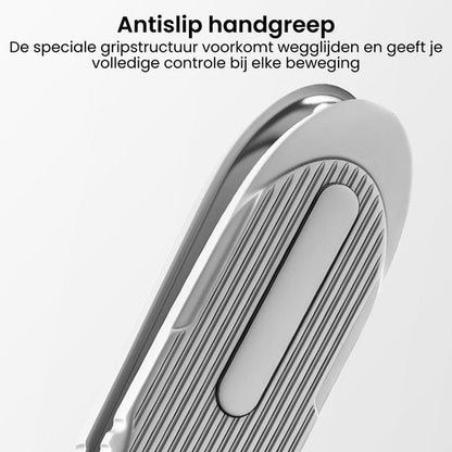 Close-up van een antislip handgreep met geribbelde gripstructuur voor optimale controle