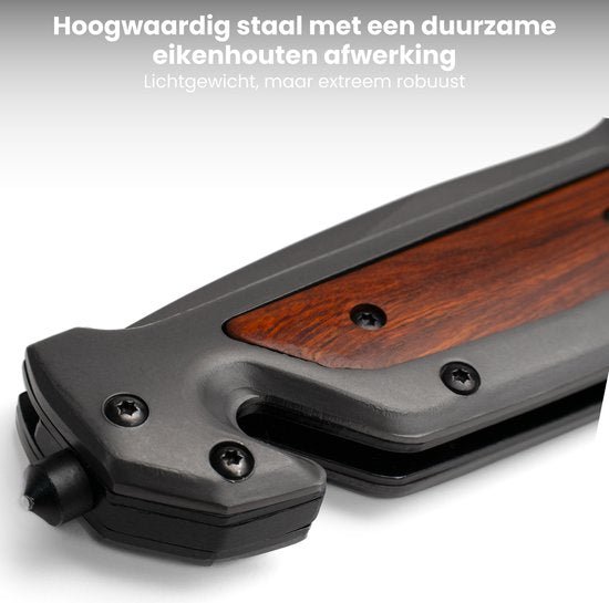 Vouwmes met stalen behuizing en duurzame duurzame eikenhouten handgreep afwerking