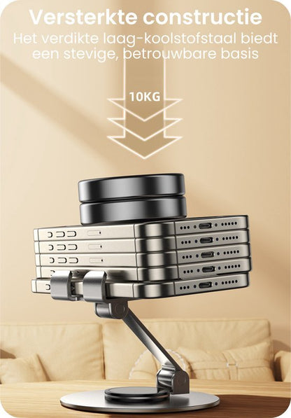 Stevige metalen houder draagt meerdere smartphones en een gewicht van 10 kilogram veilig