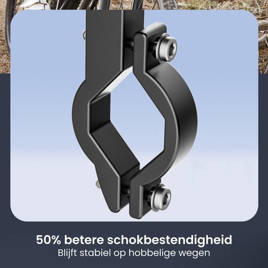 Zwarte metalen klem met bouten voor verbeterde stabiliteit op hobbelige wegen
