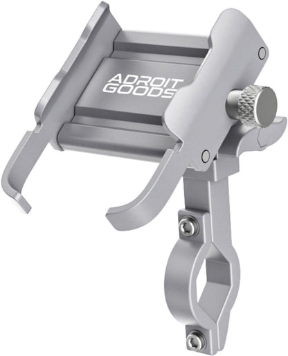 Stevige zilverkleurige houder met verstelbare klem en bevestigingsring voor buismontage