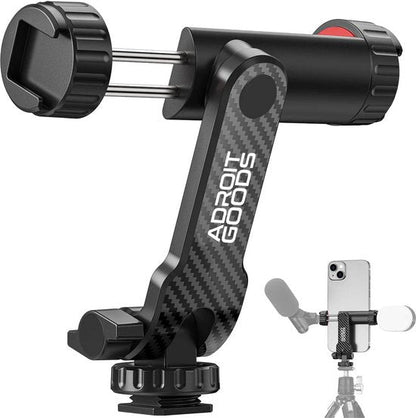 zwarte AdroitGoods houder voor smartphone met verstelbare grip en carbon fiber ontwerp