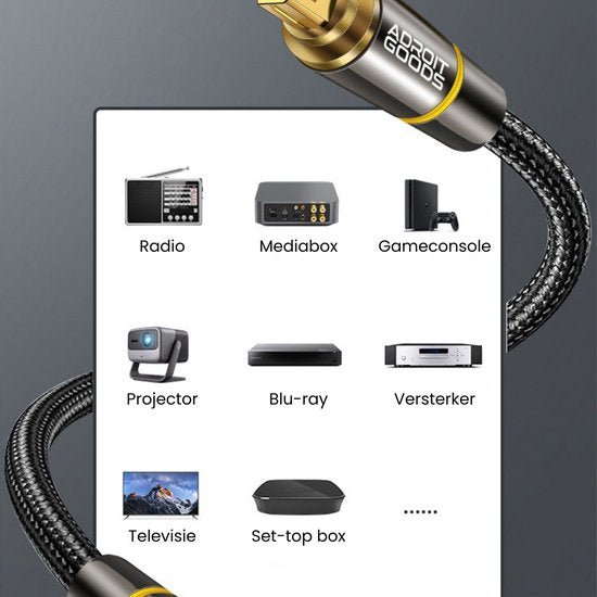AdroitGoods audiokabel met gouden connectoren geschikt voor diverse multimedia-apparaten zoals televisie en versterker