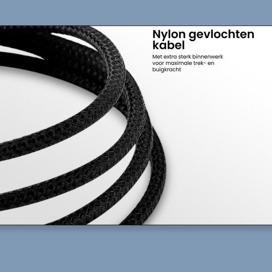 Zwarte nylon gevlochten kabel met sterk binnenwerk voor maximale trek- en buigkracht