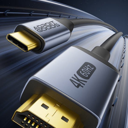 close-up van hoogwaardige 4K 60Hz kabel met AdroitGoods branding en gouden connectoren