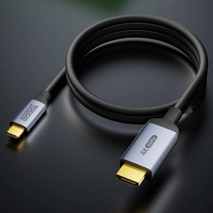 Zwart kabel met USB-C en HDMI aansluitingen en 4K 60Hz ondersteuning in metalen behuizing