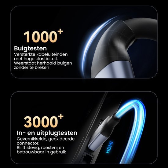Buigtesten en in- en uitplugtesten voor duurzame kabels met extra sterke connectoren