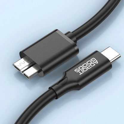 Zwart kabel met USB-C- en micro-USB-connector voor gegevensoverdracht en opladen