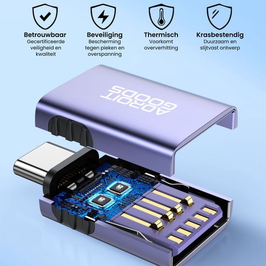 Close-up van een duurzaam en krasbestendig apparaat met beveiligde USB-connector en thermische bescherming
