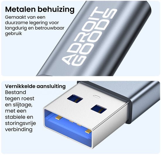 USB-stick met metalen behuizing en vernikkelde aansluiting voor duurzaamheid en betrouwbaarheid
