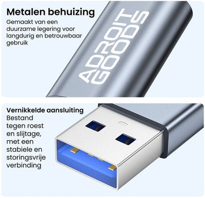 USB-stick met metalen behuizing en vernikkelde aansluiting voor duurzaamheid en betrouwbaarheid