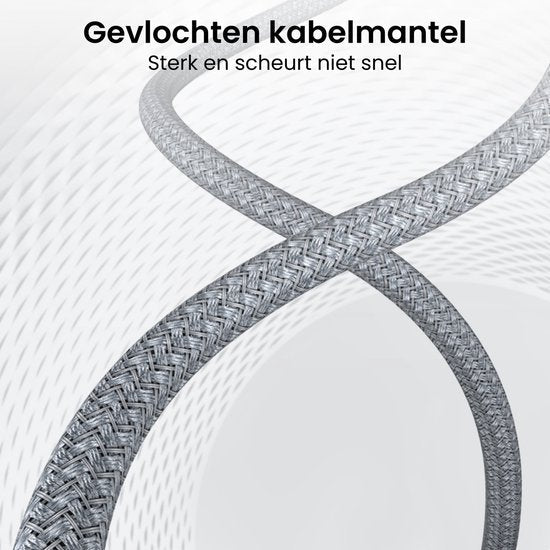 Gevlochten kabelmantel met sterke, slijtvaste en scheurbestendige eigenschappen in grijze kleur