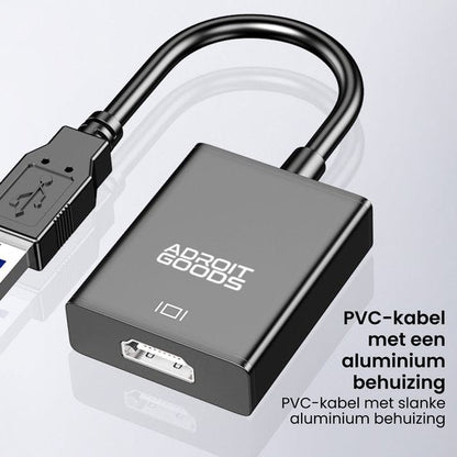 adapterkabel met USB-connector en aluminium behuizing voor duurzame aansluiting