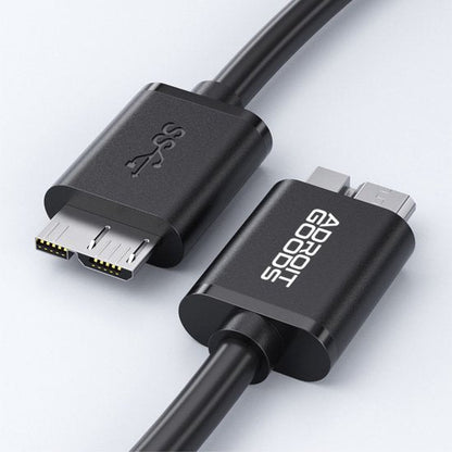 Zwarte AdroitGoods kabel met unieke dubbele connector en USB-symbool op de stekker