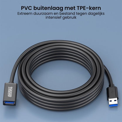 Zwarte USB-kabel met duurzame PVC buitenlaag en TPE-kern voor intensief dagelijks gebruik