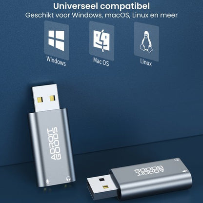 Twee universele usb-adapters in zilver geschikt voor Windows macOS en Linux systemen