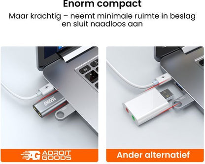 Compact USB-apparaat dat naadloos aansluit op een laptop zonder extra ruimte in te nemen