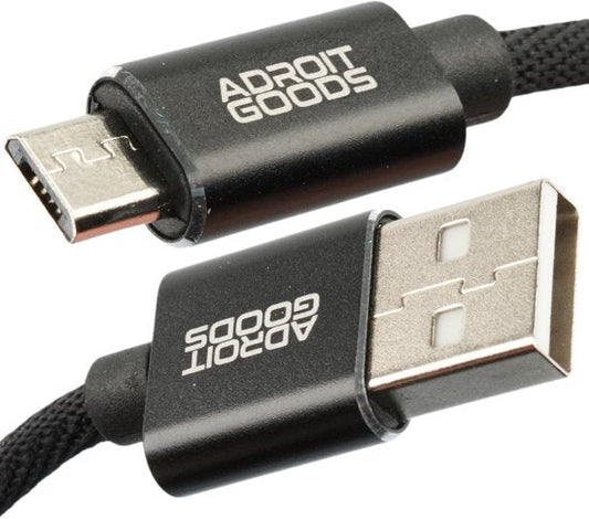 AdroitGoods zwarte gevlochten USB naar micro USB kabel met metalen connectoren