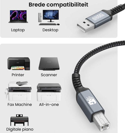 USB-kabel met brede compatibiliteit voor laptop, desktop, printer, scanner en meer apparatuur