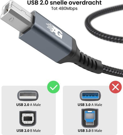 Close-up van USB 2.0 kabel met mannelijke connectoren en snellere overdracht tot 480 Mbps