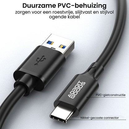 Zwarte USB-kabel met duurzame PVC-behuizing en nikkel-gecoate connectoren voor langdurig gebruik