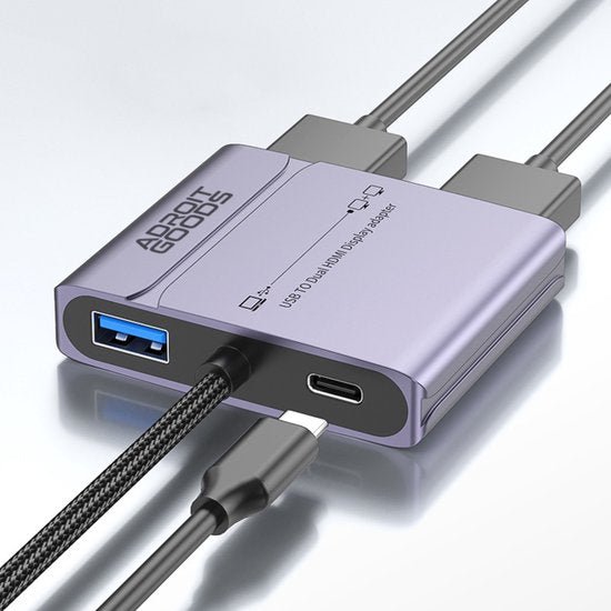 compact apparaat met usb-hub en hdmi-poorten in een moderne metalen behuizing