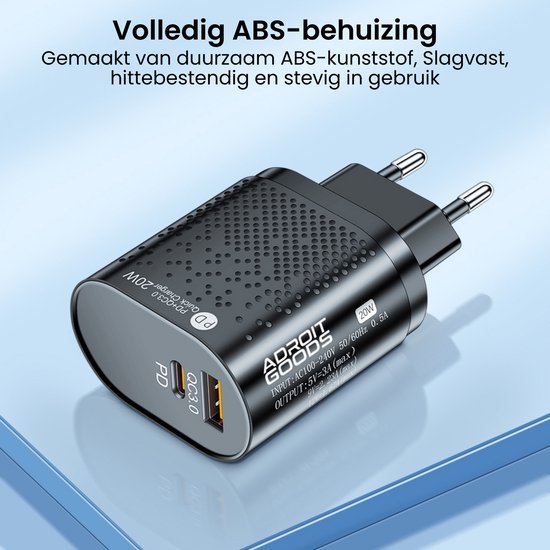 Zwarte oplader met dubbele usb poorten, gemaakt van duurzaam en hittebestendig ABS kunststof