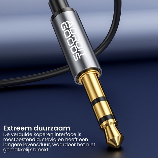 Nadenkoppeling met vergulde koperen interface en zwart kabelmantel voor duurzaamheid en stevigheid