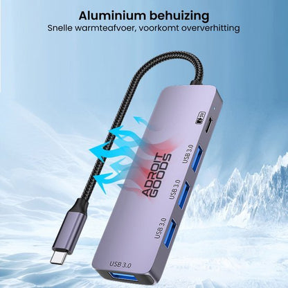 compact aluminium hub met usb 3.0 poorten en hitteafvoer voor efficiënte verbindingen