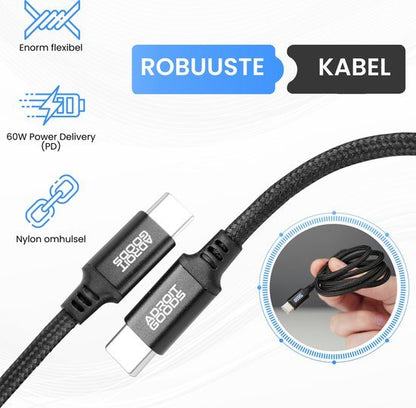 Stevige USB-C kabel met nylon bescherming en Power Delivery snelladen