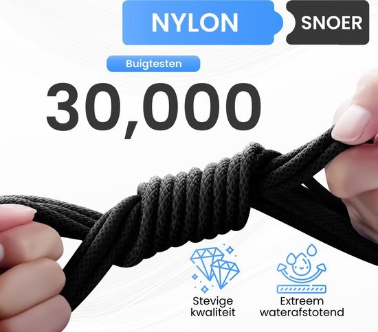 Gevlochten nylon USB-C kabel met 30.000 buigtesten voor langdurig gebruik
