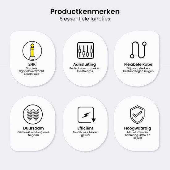 Zes essentiële functies met stabiele signaaloverdracht, flexibele kabel en hoogwaardig design.