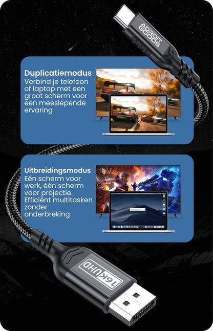 USB-C naar HDMI-kabel van AdroitGoods met duplicatie- en uitbreidingsmodus voor schermen