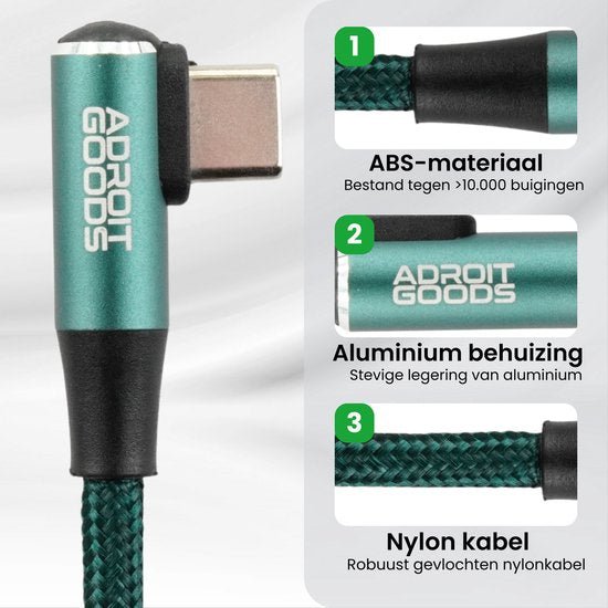Duurzame AdroitGoods kabel met ABS, aluminium behuizing en gevlochten nylon kabel
