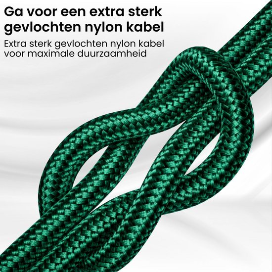 Groen gevlochten nylon kabel met sterke knoop voor maximale duurzaamheid en stevigheid.