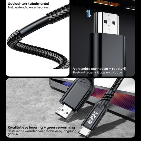 Gevlochten kabel met versterkte connector en hoogwaardige legering voor duurzaam gebruik