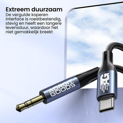 Hoogwaardige audiokabel met duurzame koperen connector en stevige USB-C aansluiting
