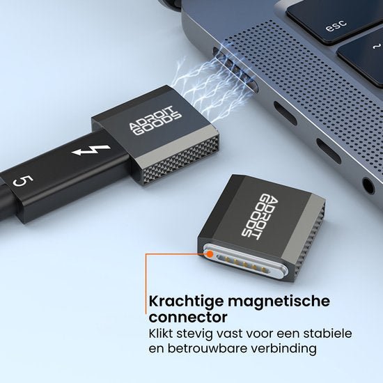 Magnetische connector van AdroitGoods die stevig vastklikt op een apparaat voor betrouwbare verbinding
