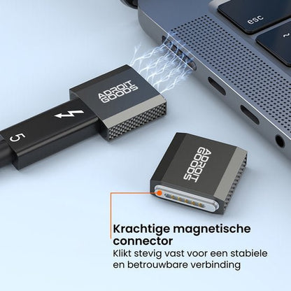 Magnetische connector van AdroitGoods die stevig vastklikt op een apparaat voor betrouwbare verbinding