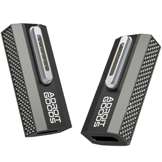 USB - C naar magnetische laadadapter 140W – geschikt voor MagSafe - 3 - aansluitingen – PD - snellaadconverter – Recht & 90° hoekontwerp - Grijs - AdroitGoods