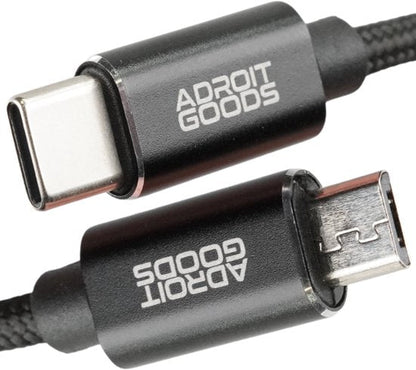 AdroitGoods kabel met USB-C en micro-USB connectoren in zwarte uitvoering en gevlochten kabel