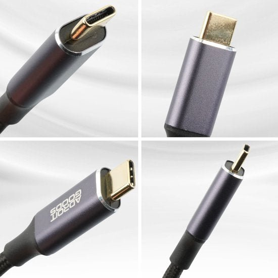 close-up van verschillende metalen en plastic kabelconnectoren tegen witte achtergrond