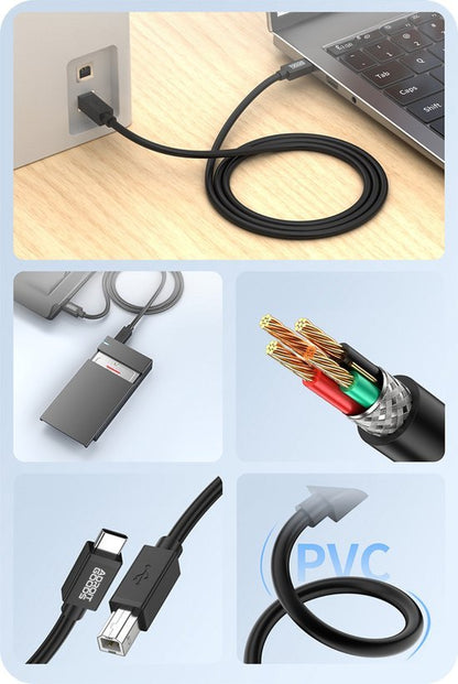 Zwarte USB-kabel met stevige isolatie en metalen connectoren voor betrouwbare verbinding.