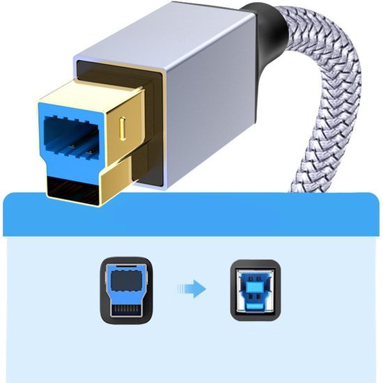 Adapterkabel met metalen behuizing en gevlochten buitenkant voor aansluiting USB-interfaces