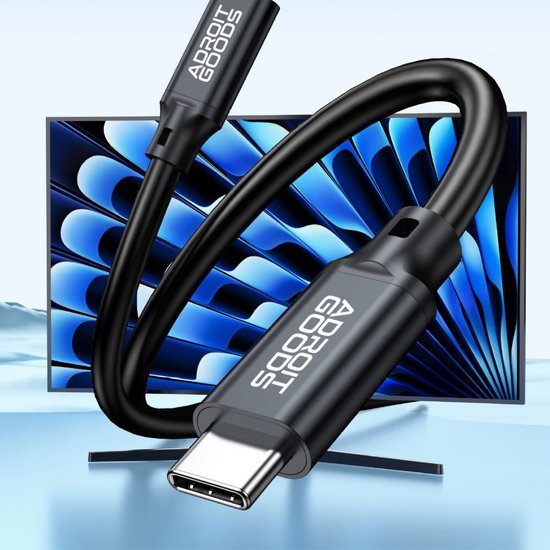 Zwarte USB-C kabeladapter van AdroitGoods voor snelle gegevensoverdracht en aansluiting op schermen