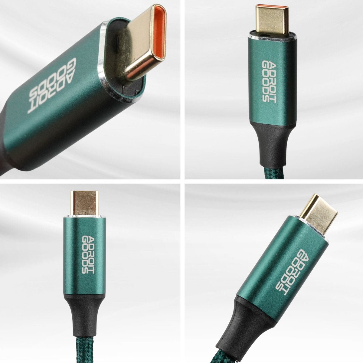 groene usb-c-kabel met metalen behuizing en gevlochten draad, professioneel ontwerp